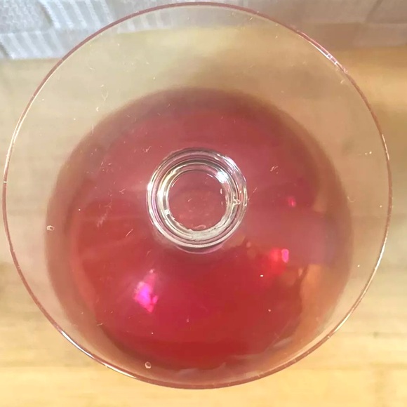 Vintage 6” Cranberry Frosted Glass Etched Wheat Wine Water Goblet - Picture 6 of 8